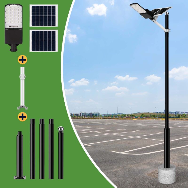 Load image into Gallery viewer, 1400W solar street light with pole -30,000lumens