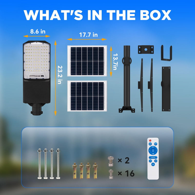 Load image into Gallery viewer, 1500W solar street light with 20ft /16ft pole