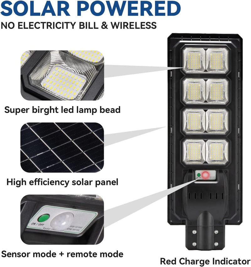 Load image into Gallery viewer, 3 PACK 200W solar street lights 20000 lumens