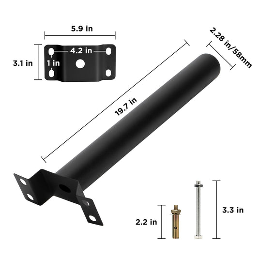 Black Solar street light mounting bracket -2.3" Diameter