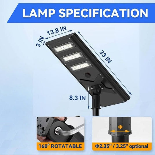 Commerical Solar Power LED Parking Lot Light -50,000 lumens （1 PC）