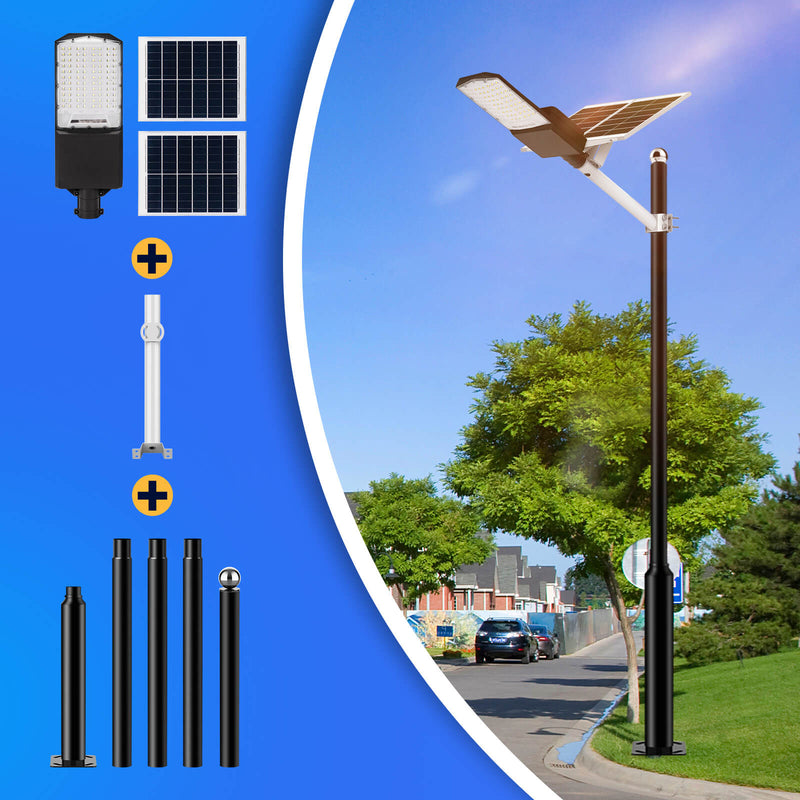 Load image into Gallery viewer, 1400W solar street light with pole -30,000lumens
