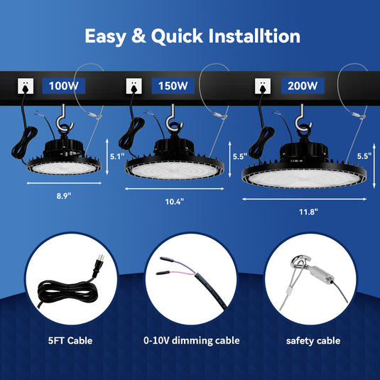 100W 150W 200W  UFO High Bay Light-Dimmable