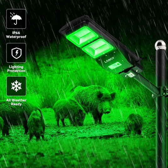 Solar Green Feeder Light for Hunting -12,000 lumens