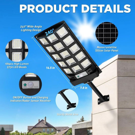 70W Solar Outdoor Dusk to Dawn Lights -7000 lumens （ 1 PC ）