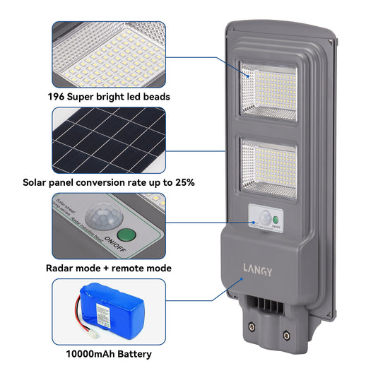60W solar street lights -6,000 lumens