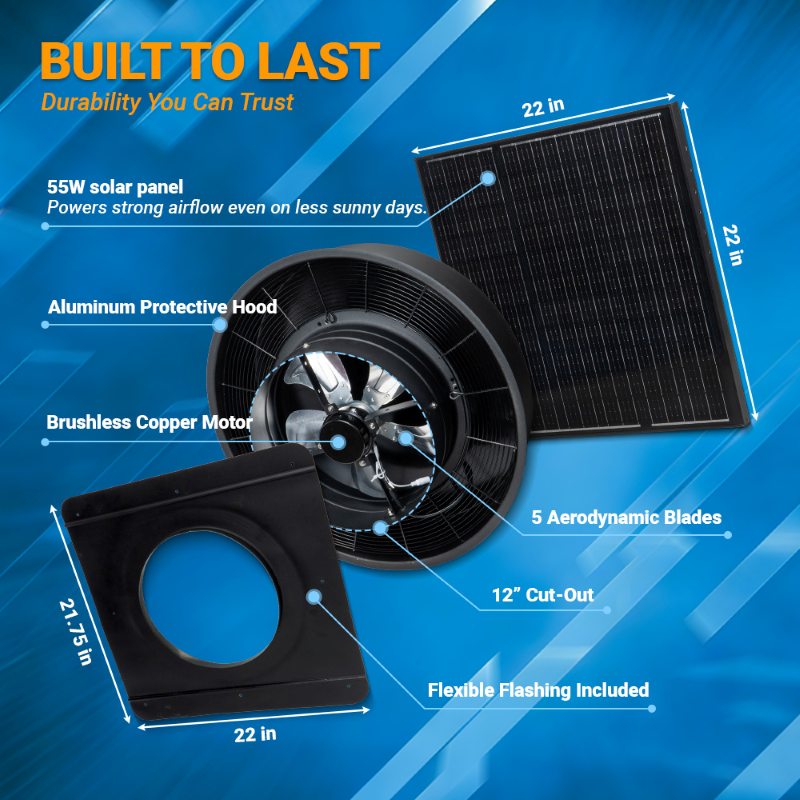 Load image into Gallery viewer, 12" Solar Roof Fan-55W Dual-Power
