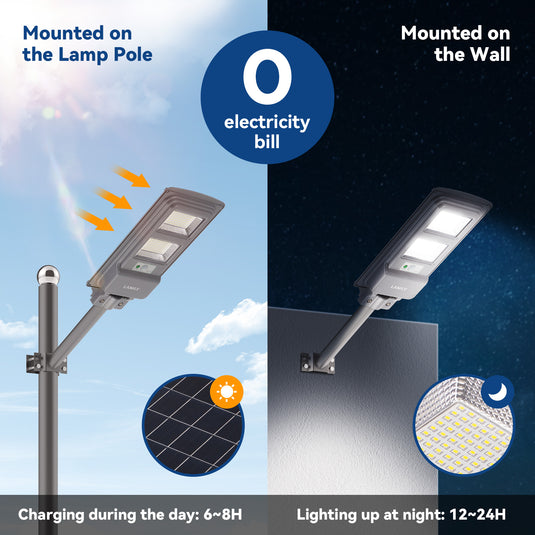 60W solar street lights -6,000 lumens