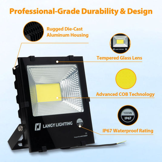 100W  LED Flood light - AC 120V  with photocell
