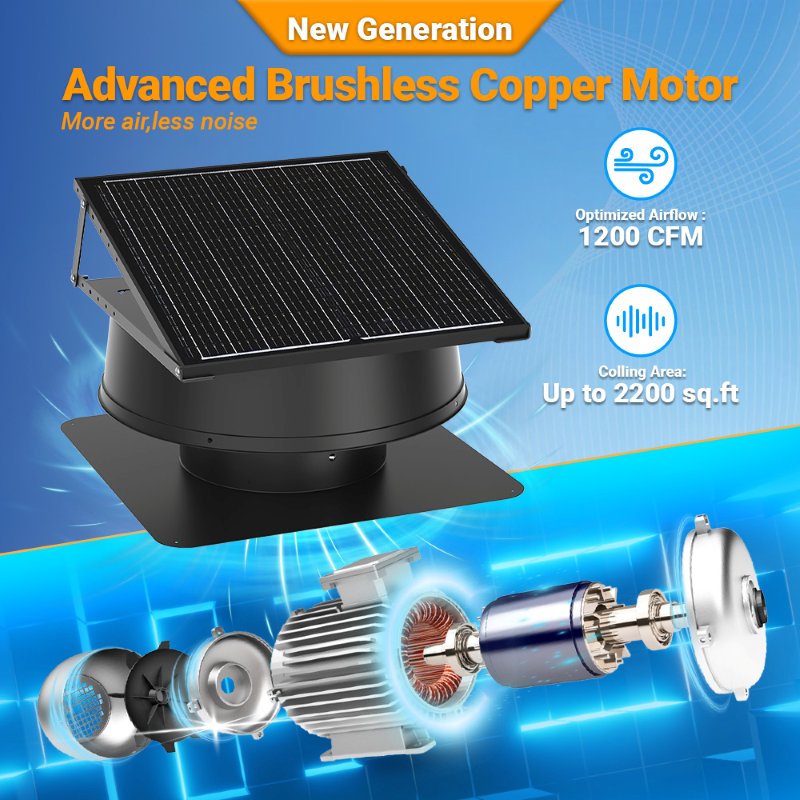 Load image into Gallery viewer, 12" Solar Roof Fan-55W Dual-Power
