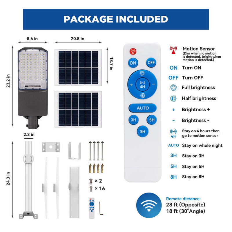 Load image into Gallery viewer, 1400W solar street light with pole -30,000lumens
