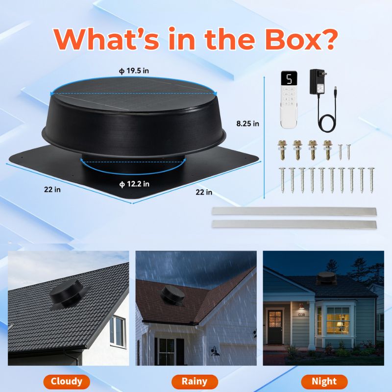 Load image into Gallery viewer, Roof vent packaging with product and installation images on a blue background
