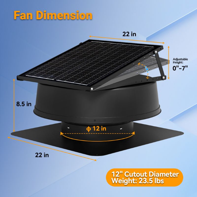 Load image into Gallery viewer, 12" Solar Roof Fan-55W Dual-Power
