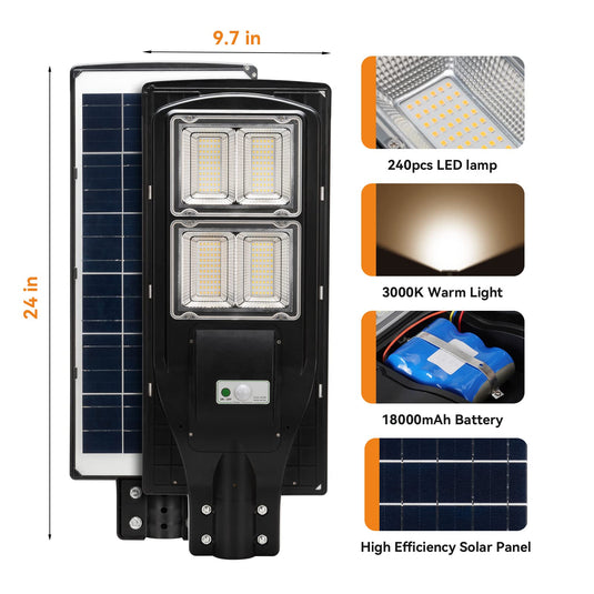 4 PACK LANGY 120 W solar street lights 3000K  warm white