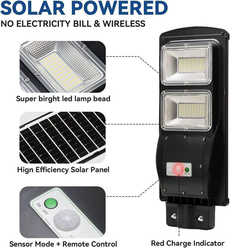 Load image into Gallery viewer, 4 PACK 60W solar street light 6000 lumens
