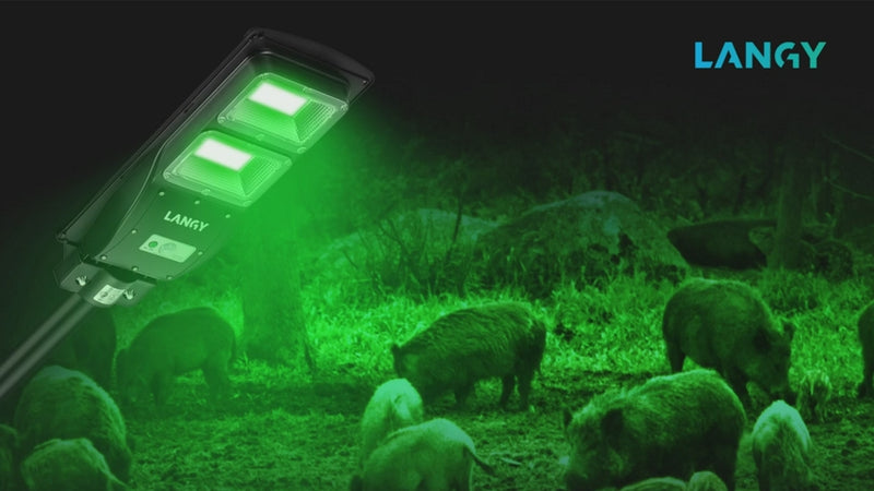 Load and play video in Gallery viewer, Solar Green Light for Hunting Hogs Deer,Fish light -15,000lumens
